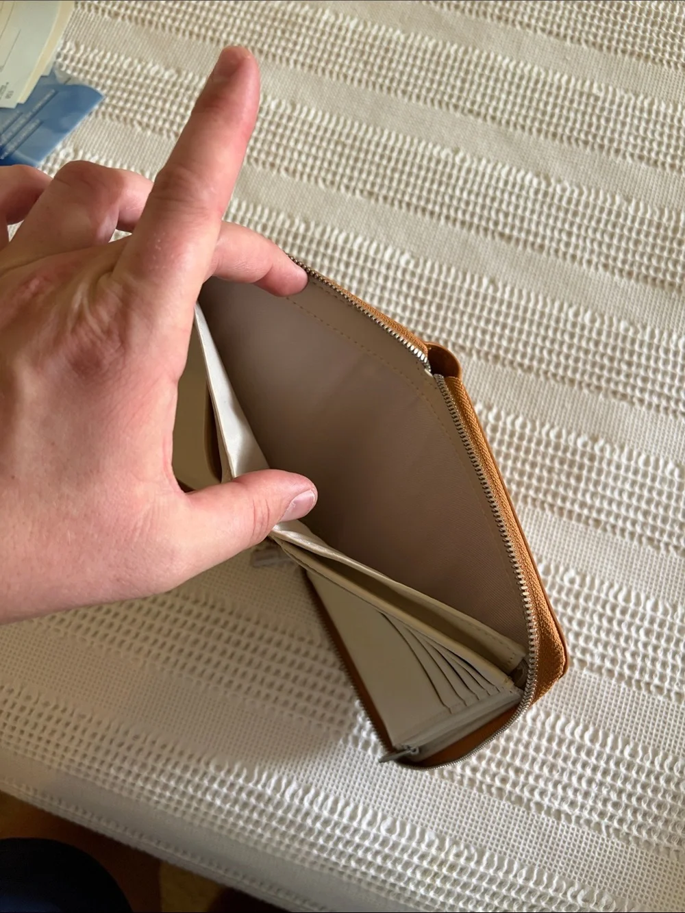 Away Men’s Cognac Leather Zip Travel Wallet